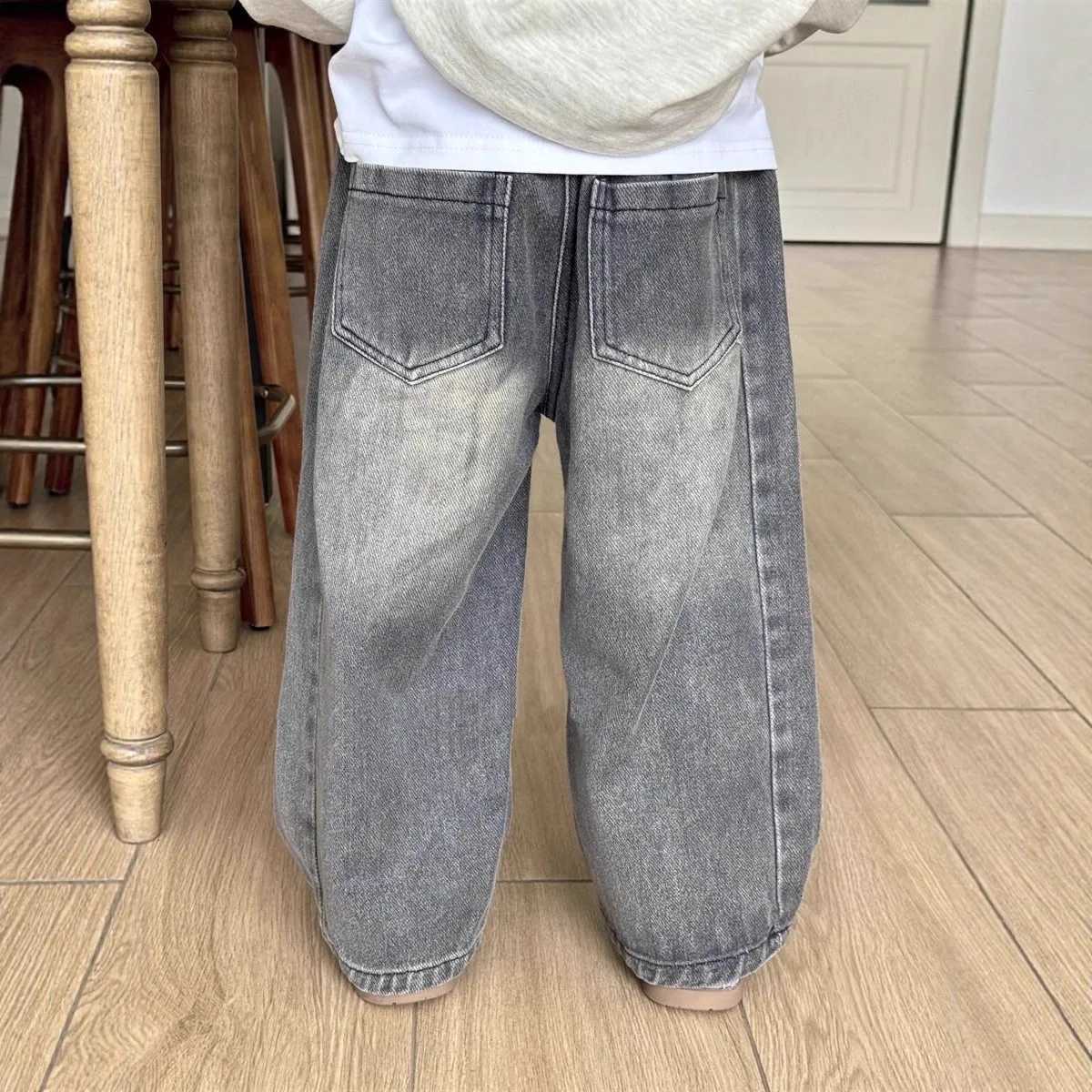 Autumn Children Girls Jeans Cotton Elastic Waist Infant Babys Girls Denim Pants Loose Retro Casual Toddler Girls Wide Leg PantsT251017