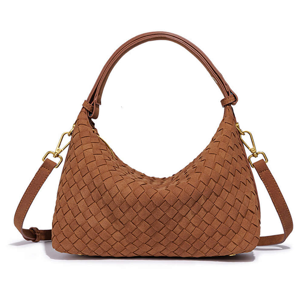 Autumn Winter New Sanded Suede Hand-woven Hobo Handheld Underarm Simple Fashion Single Shoulder Crossbody Dumpling Bag