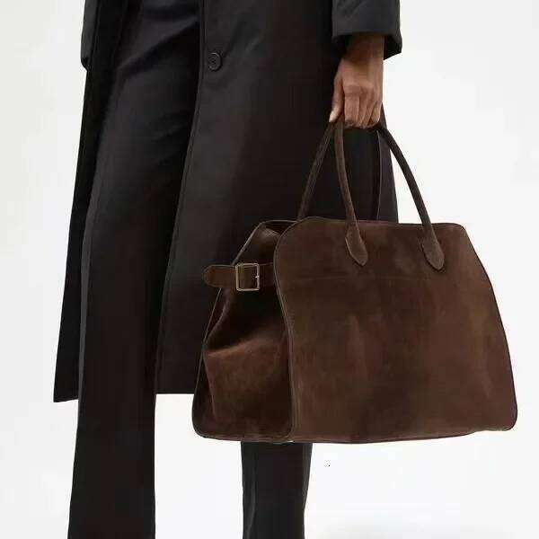 Minimalist Large Capacity Leather Tote Bag Star Endorsed Cross Border ROW Cowhide Handbag Neutral Aesthetic Simple Design