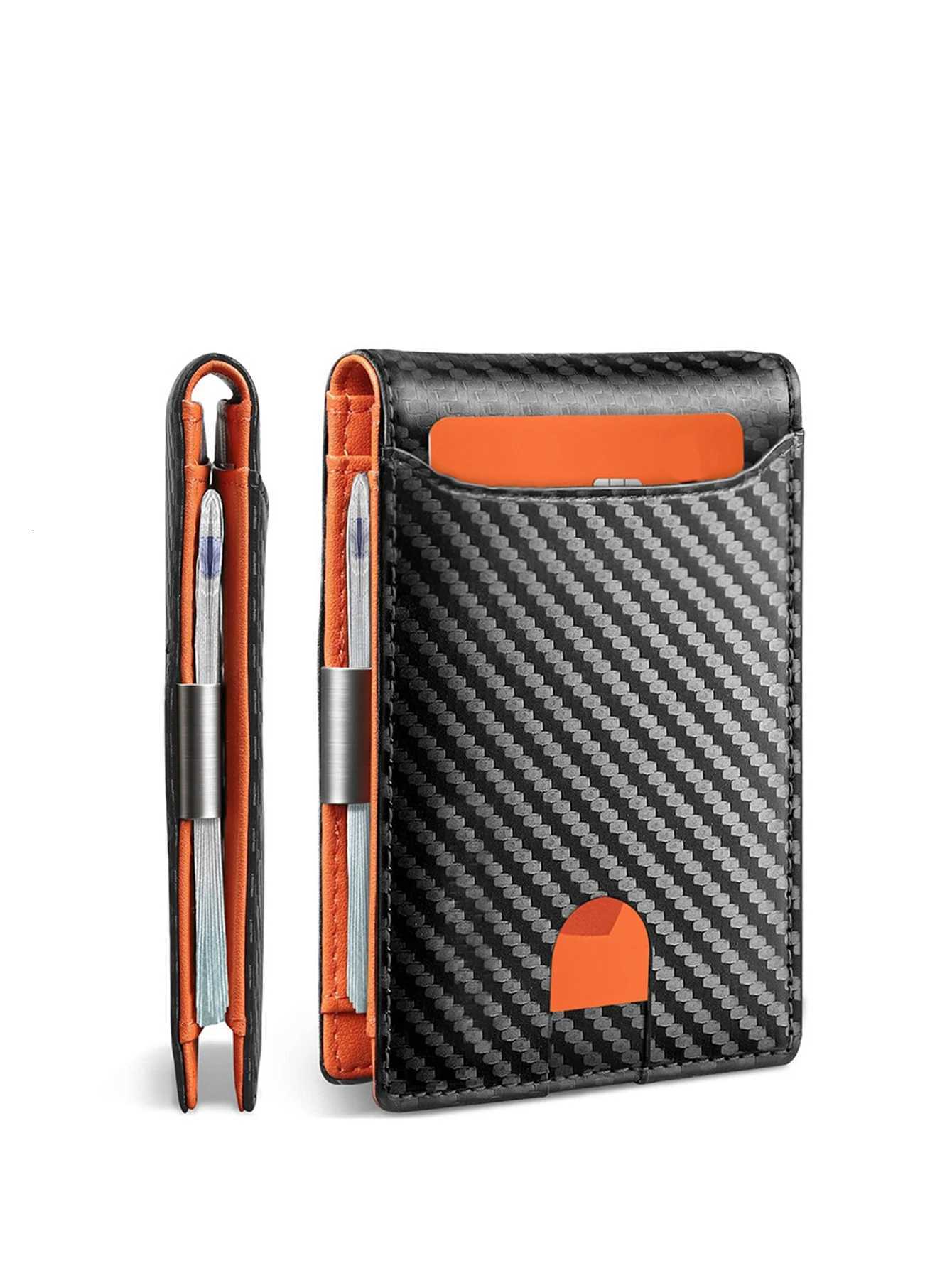 New Microfiber Simple Carbon Fiber Wallet Mens Credit Card Holder WalletW251017