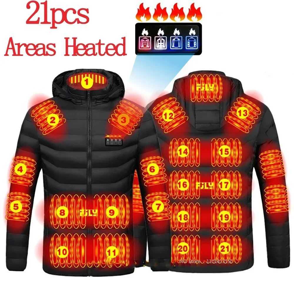 USB Heating Jackets Men Winter Warm Heated Parkas 23 Zones Electric Heated Jackets Waterproof Warm Jacket Coat Plus Size shsl H251017