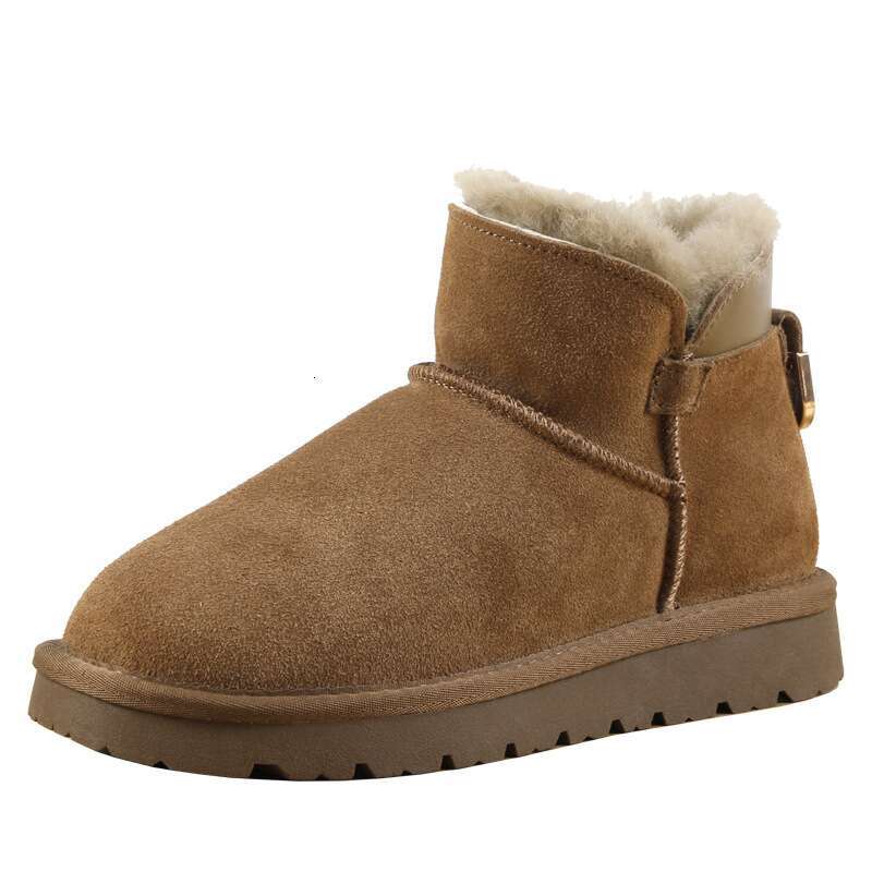 Winter New Genuine Plush Thick Cotton Shoes With Integrated Leather And Fur Anti Slip Boots