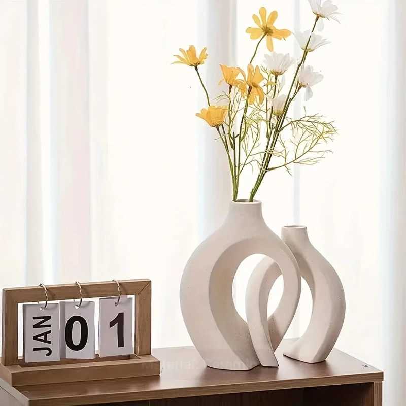Plastic Vase Set Creative White Simple Home Decoration Living Room Entryway TV Cabinet Decoration for Modern Home Deco Office C251017