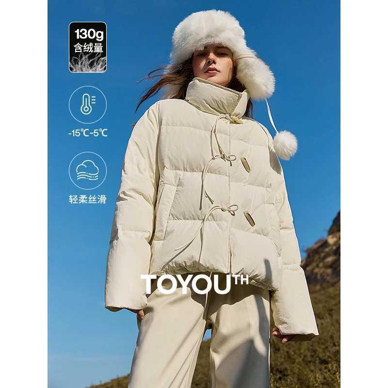 TOYOUTH Women Down Jacket 2024 Winter New Chinese Style Waterproof White Duck Down Thicking Warm Outwear Jacket W251016