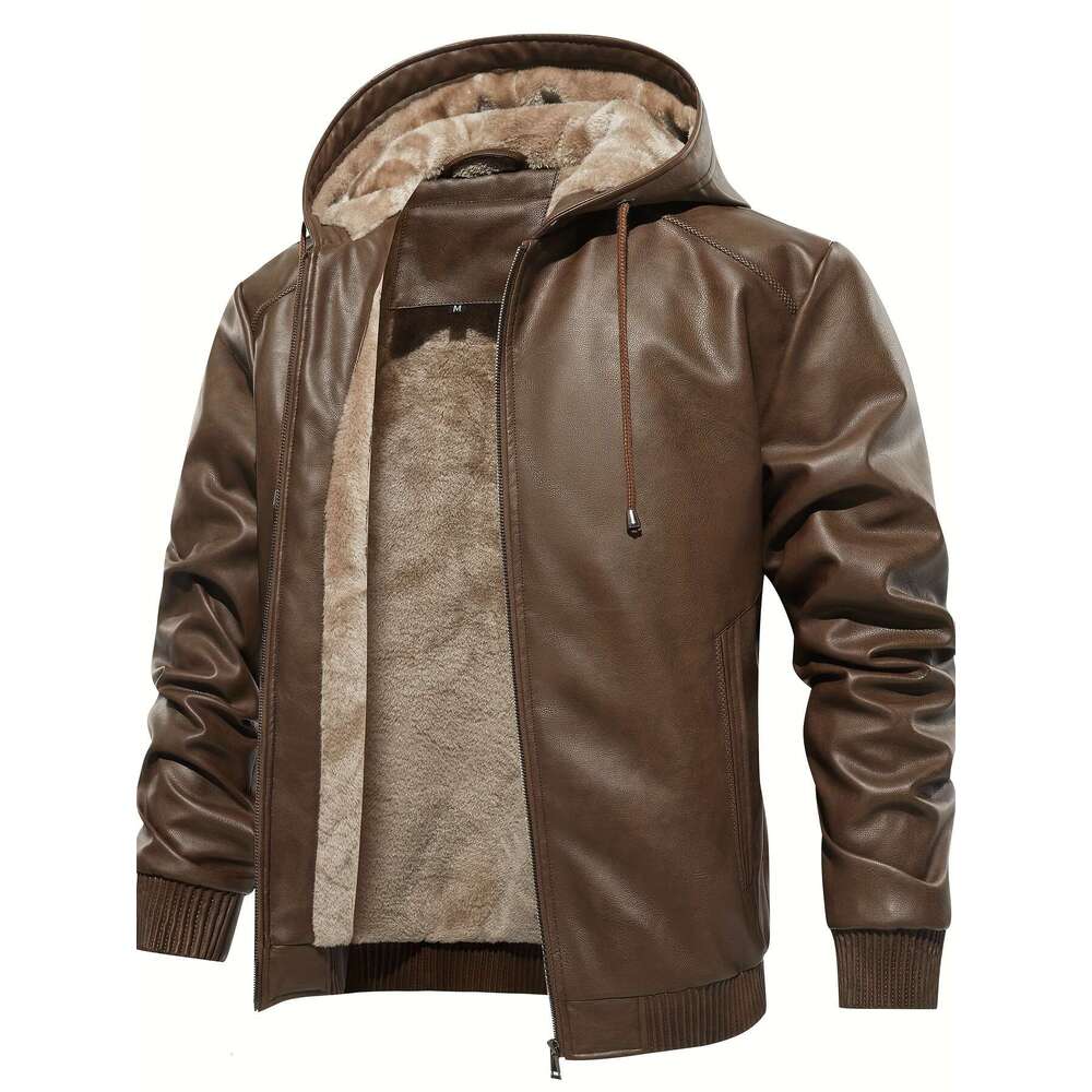 Vintage Jacket Men's Vintage-Style Breathable, Tear-Resistant, Hooded Zip-Up With Polyester Lining Casual Outdoor Wear Winter Multi-Pocket Design
