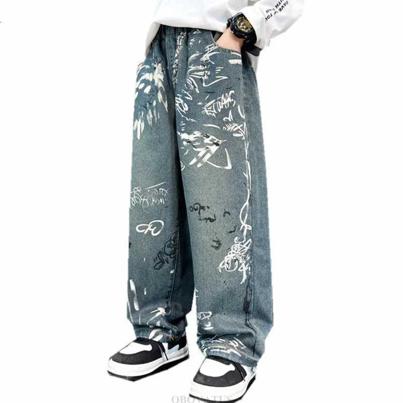Cool Children Printed Jeans for Teenage Boys Casual Denim Pants Kids Fashion Jeans Trousers Age 5 6 7 8 9 10 11 12 13 14 YearsT251017