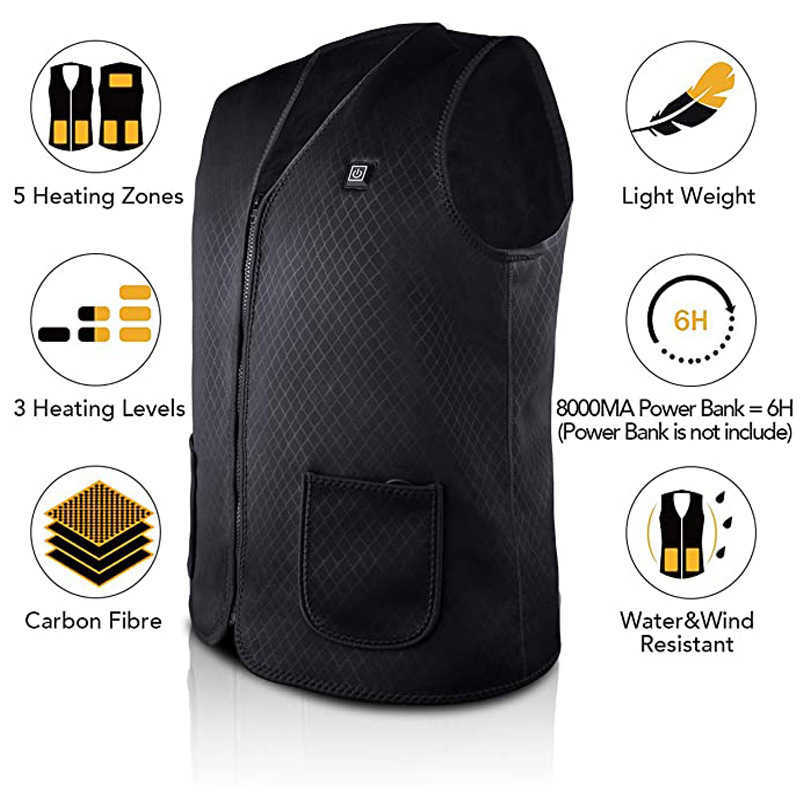 Heated Vest Winter New Mens Casual Vest Charging Heating Usb Interface Intelligent Constant Temperature Heating Vest H251017