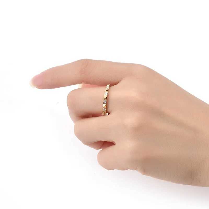 2mm Thin Stainless Steel Pyramids CZ Eternity Ring Wedding Band for Women Girl Size 510W251017