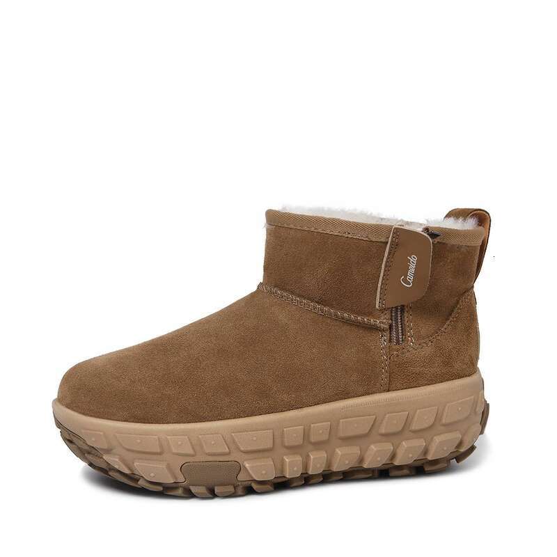 Cameido Women's Snow Boots With Thick Tire Soles, Fleece-Lined And Warm Cotton Boots, Made Of Frosted Leather,