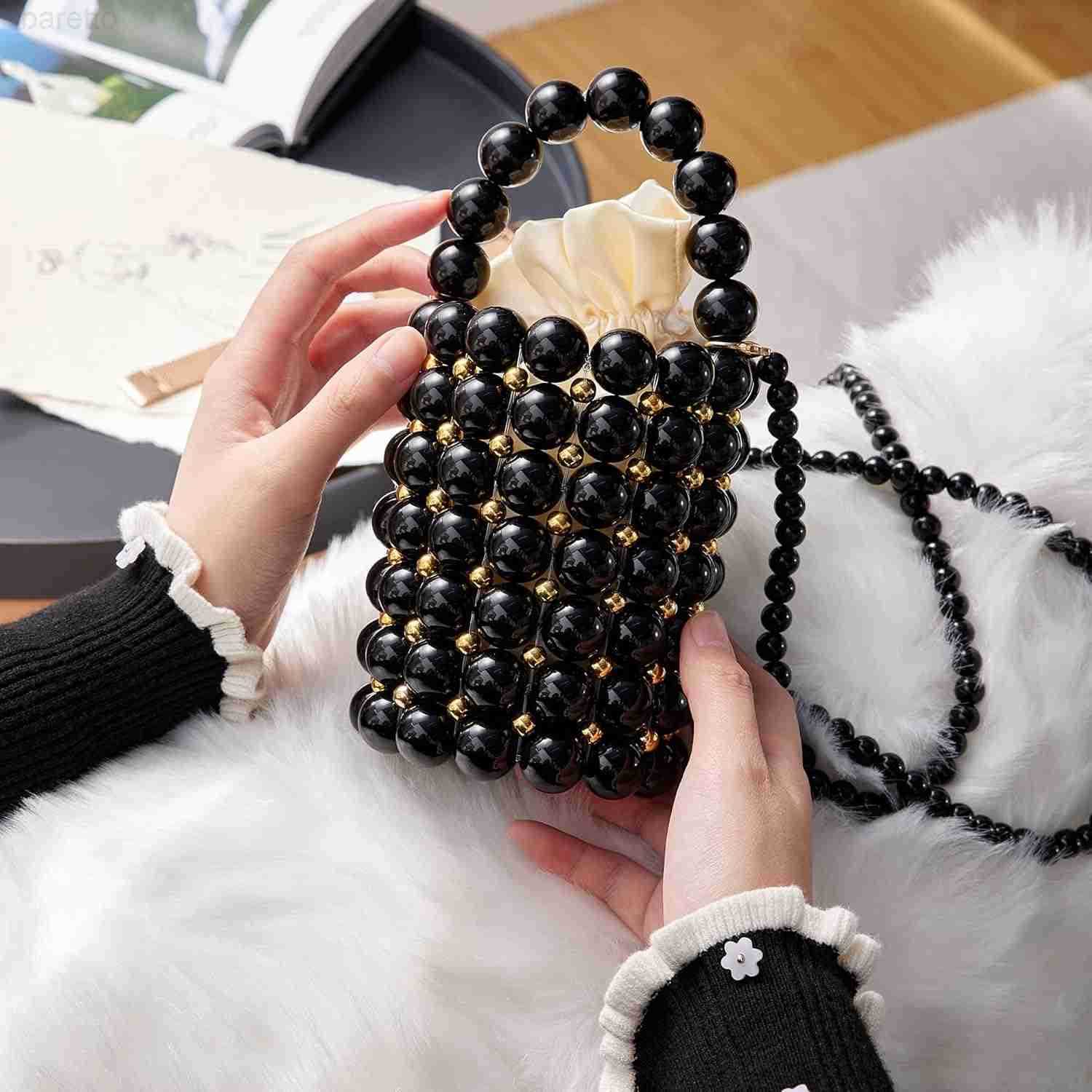 Purses Beaded Clutches Bucket Handbag Womens Small Handmade Bags with Detachable Chain And Inner Bag Z251017