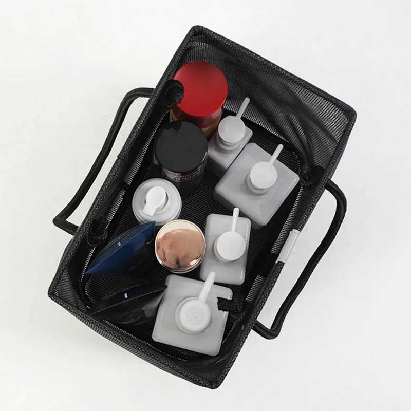 Portable Mesh Toiletry Bag Handle Quick Drying Large Capacity Bathroom Shower Travel Makeup Tote Handbag Organizer Basket W251017