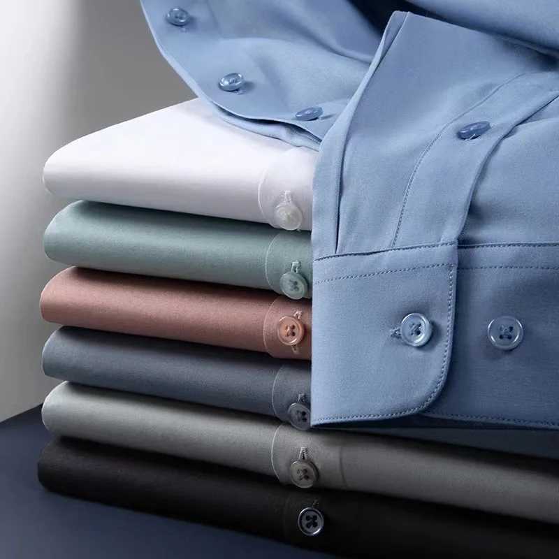 Highquality Mens Longsleeved Shirts Cool and Breathable Summer Silk Shirt Business Casual Noniron Shirts Asian Size M5XL J251017