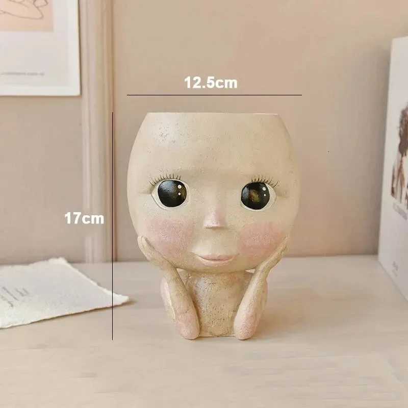 Creative Face Flower Pot Head Planter Pot Succulent Planter Resin Art Statue Sculpture Potted Decorative Ornaments Vase C251017