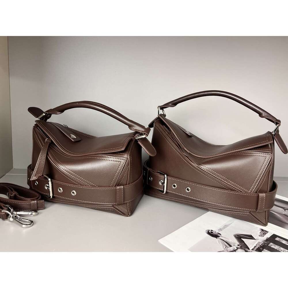 Luojia New Motorcycle Geometric Genuine Leather Women's Handbag Commuter Large Capacity Single Shoulder Crossbody Bag