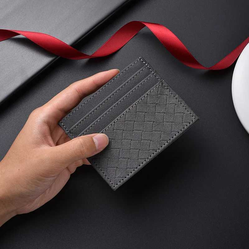 2025 new light and thin card bag mini ultrathin onepiece mens and womens small woven soft leather card holderW251017