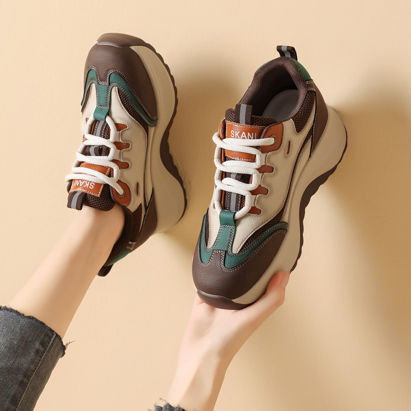 2025 new designer Forrest Gump shoes color blocked single shoe lace up comfortable retro versatile casual sports shoes