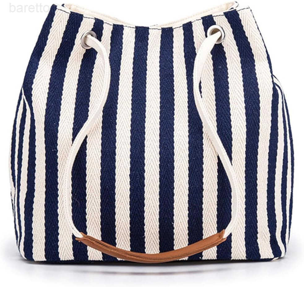 Womens Canvas Tote Small Bucket Shoulder Crossbody Bag Striped Beach Tote Z251017