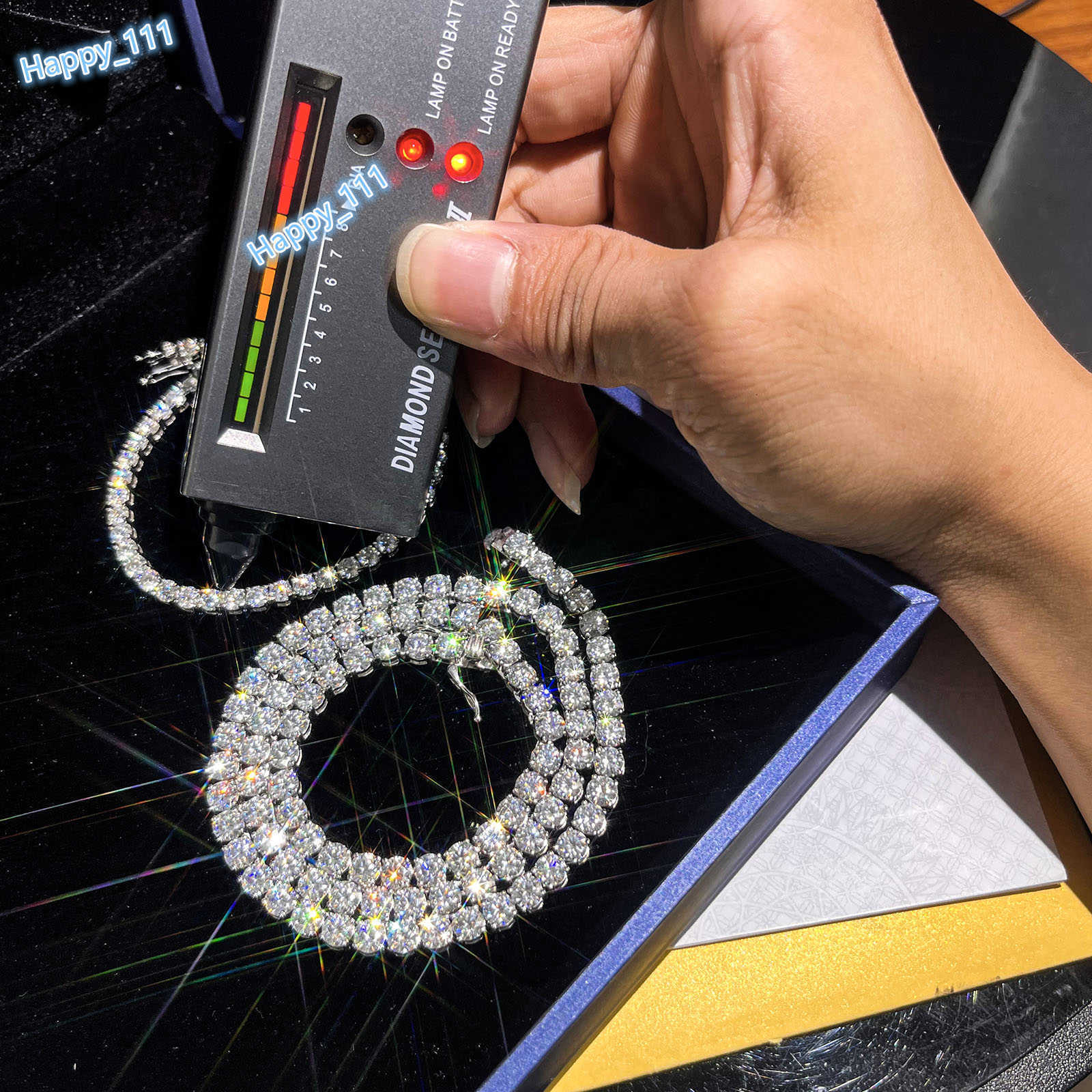 Provence gem 925 sterling silver 3mm 18 real moissanite diamond tennis necklace and bracelet set for mens and womens