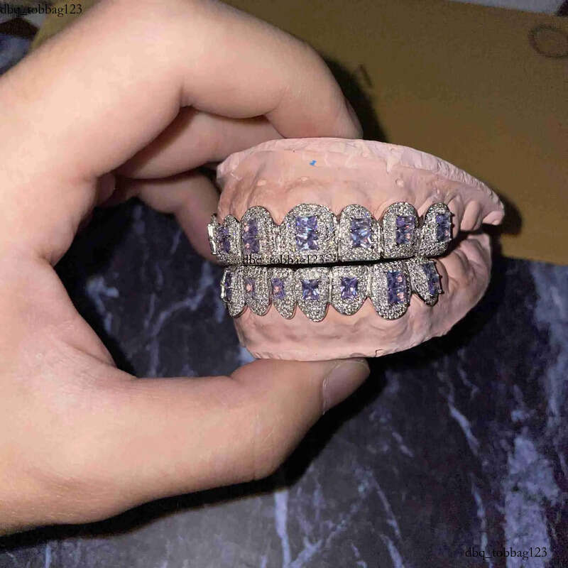 Sparkle Custom Made Hip Hop Iced Out Sterg Sier grills gold Jewelry zigzag setting VVS Moissanite Teeth Mouth Grillz aaa