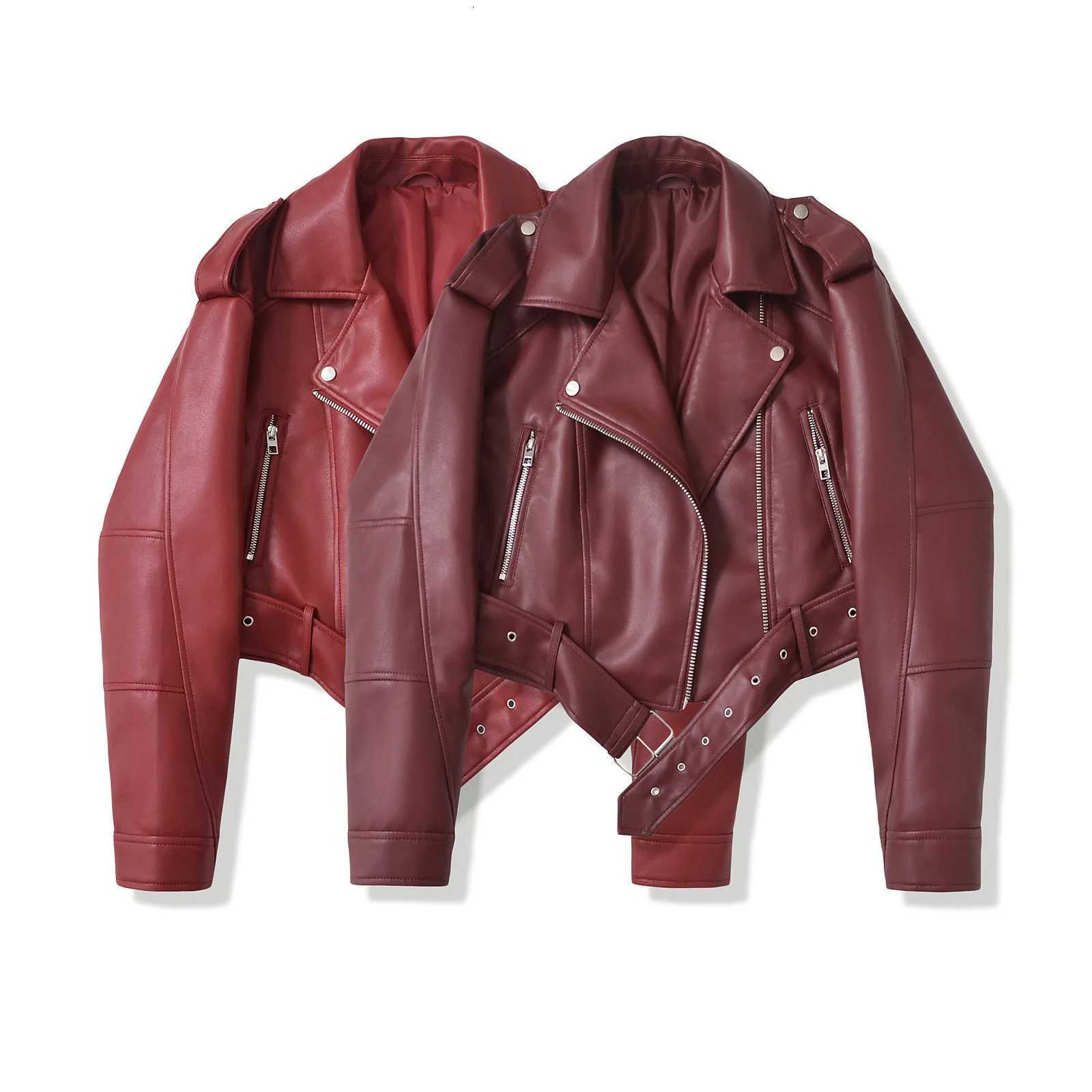 Women Jackets Faux Leather Pu Coats Turn Down Collar Coat Full Sleeve Y2k Streetwear Elegant Zipper Outerwear Autumn WinterT251017