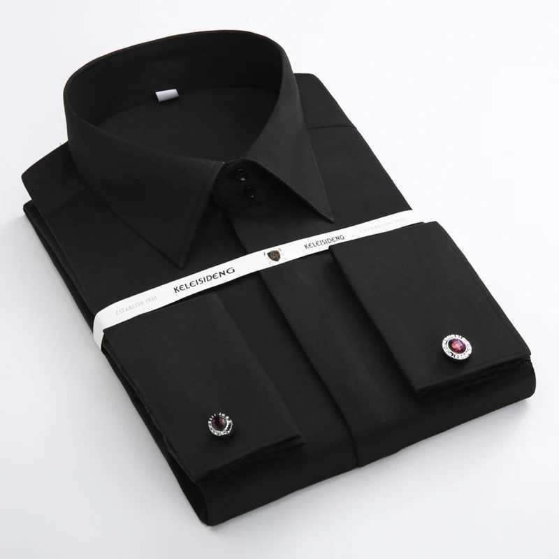 Classic French Cuff Button Mens Dress Shirt Long Sleeve Casual Designer Fashion Male Business Formal Tuxedo Double Cuff Shirts J251017