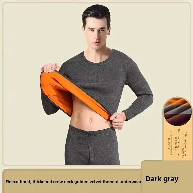 Mens Thermal Underwear Set Fleece Lined Thick Heated Winter Warm Golden Fleece AntiCold Base Layer Long Johns Top Bottom Outfit H251017