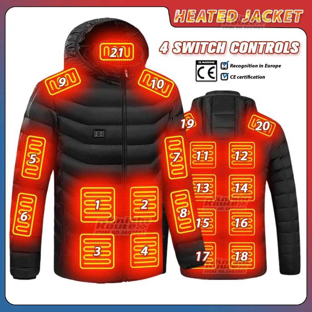 21 Areas Heated Jacket Men Electric Winter Womens Motorcycle Jacket USB Warm Vest Heating Jacket Heated Vest Coat Ski Hiking H251017