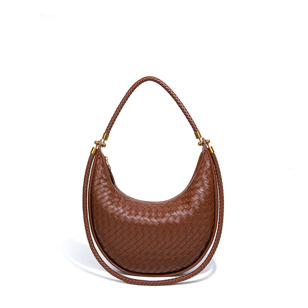 New French Style High-End Hand-Woven Light Luxury Simple Shoulder Underarm Crescent Bag Commuting Versatile Handbag