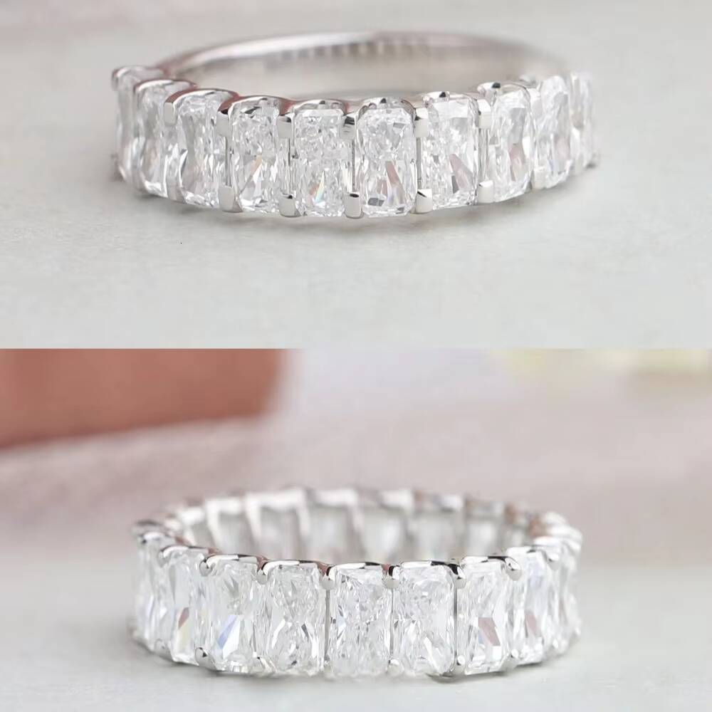 GIA IGI Certificate Lab Grown Diamond Engagement Ring Cvd Hpht Ice Out Emerald Cut 14K Solid Gold Fine Jewelry Wedding Rings