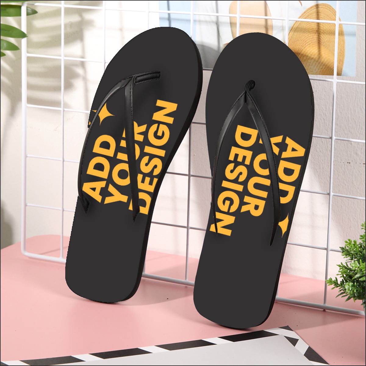DHgatepod Men's Allover Print Flip Flops | Soft EVA/PVC Sandals | Non-Slip Comfort | All Season Outdoor Indoor Wear