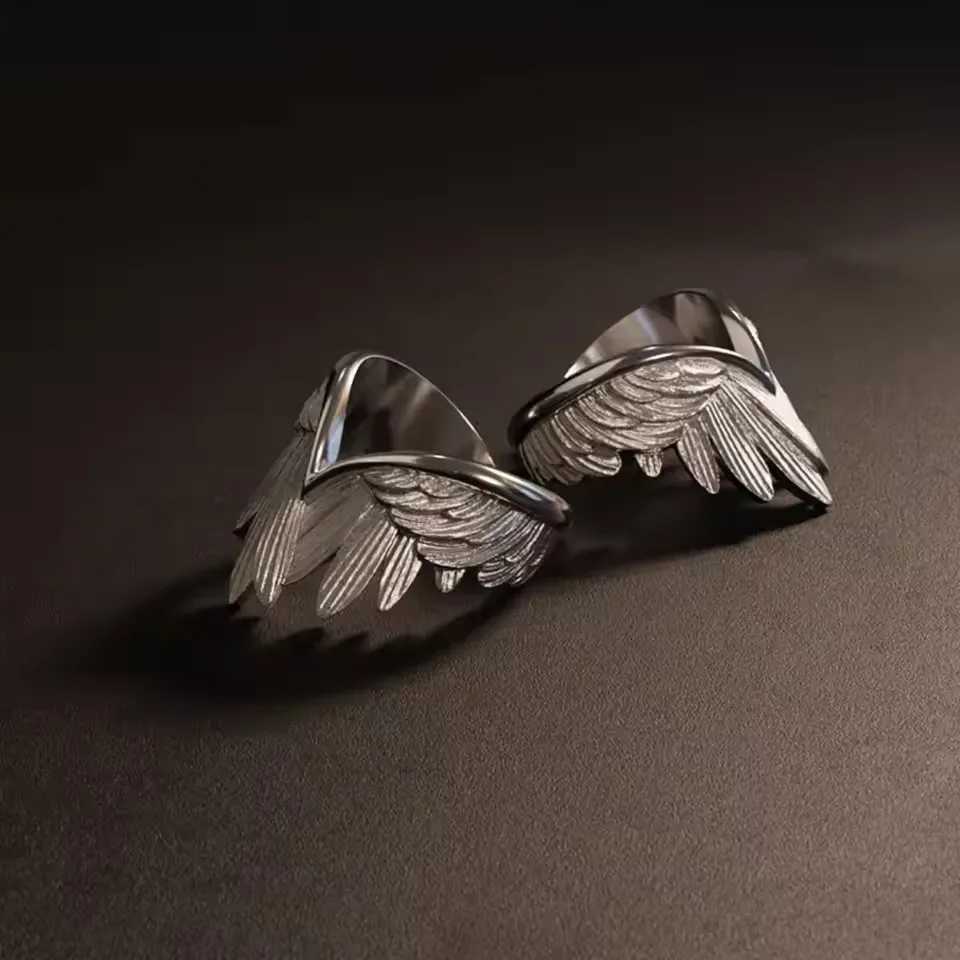 Retro Angel Wings Ring For Women Girls Punk Gothic Adjustable Open Ring Handmade Designer Jewelry Accessories Gift e783 Z251017