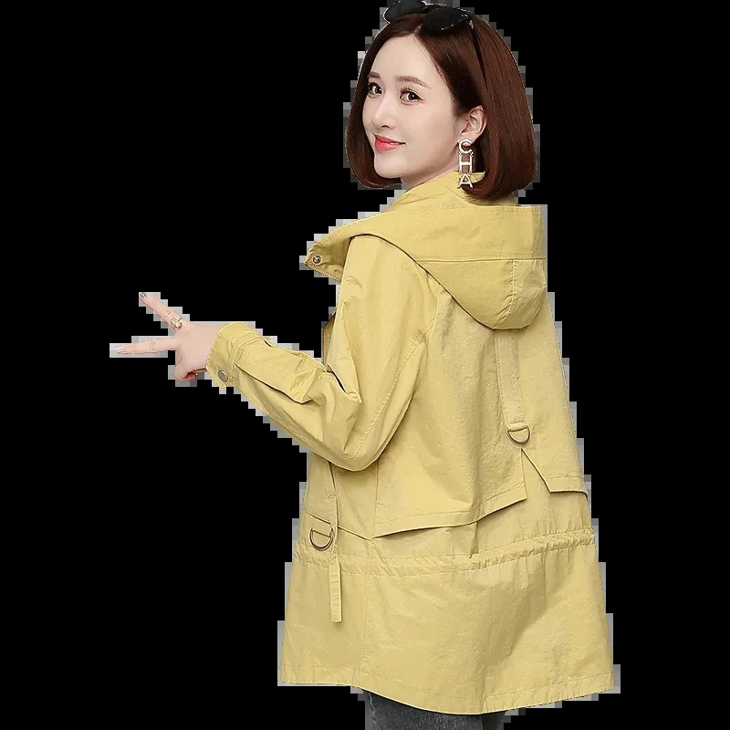 Mothers Windbreaker Womens Spring And Autumn MiddleAged Mothers Loose And Thin Coat Korean Lining Trench Hooded 3XL 251013