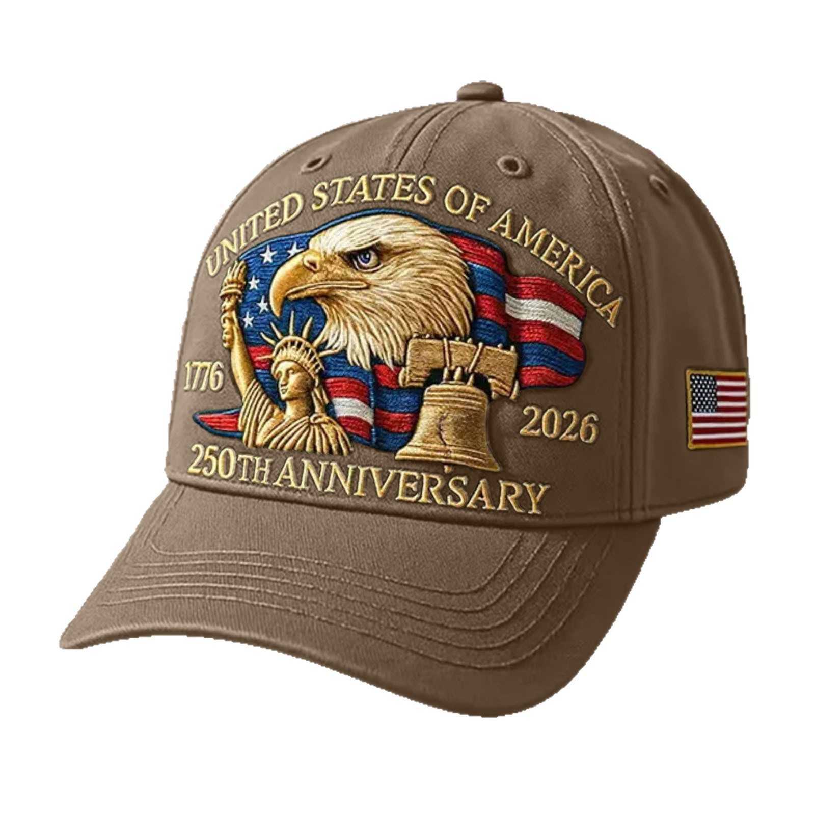 Embroidered Baseball Cap for Men USA 250th Anniversary Commemorative Hat Pure Cotton Soft Top Duckbill Cap W251017
