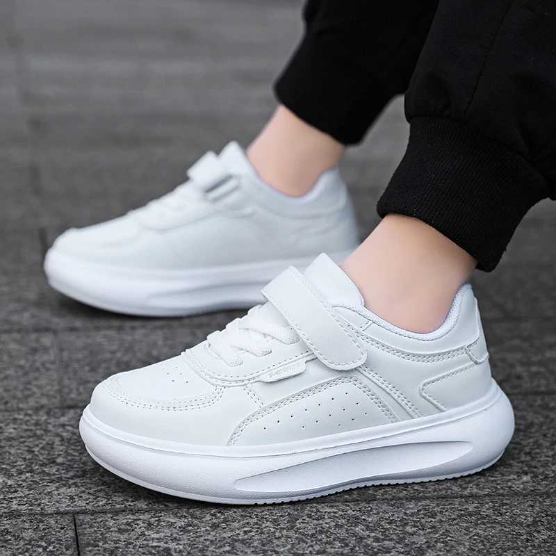 2025 Children White Sneakers for Boys Girls School Students Casual Running Shoes Simple Nonslip Kids Leather Sports Skate ShoesT251017