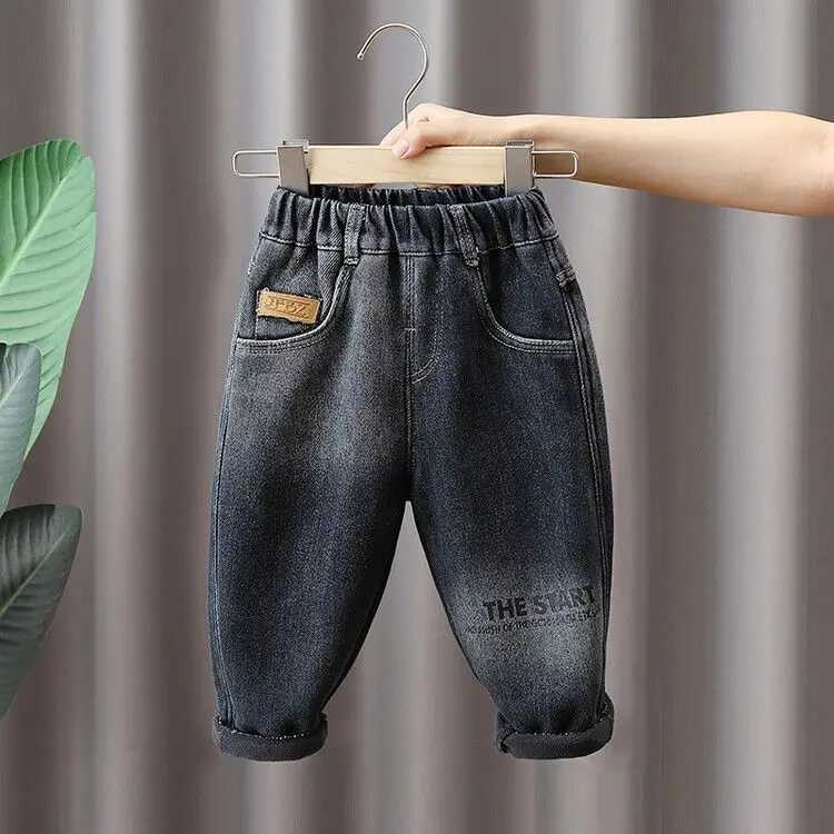 Autumn Winter Fleecelined Thickened PantsBoys Jeans New Style Korean Version Fashionable Casual Integrated Velvet For BoysT251017