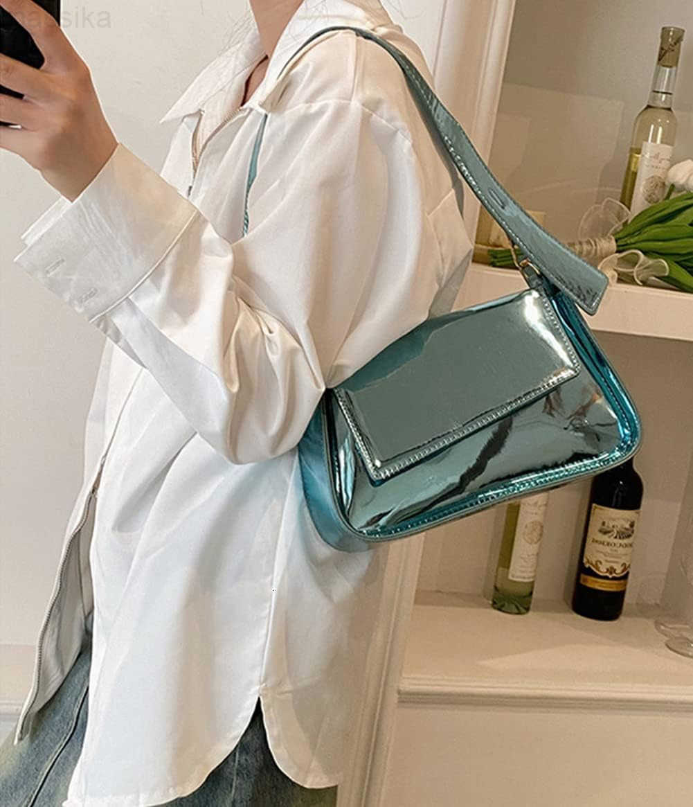 Y2K Womens Silver Evening Hobo Tote Handbag Satchel Clutch Crossbody Bags M251017