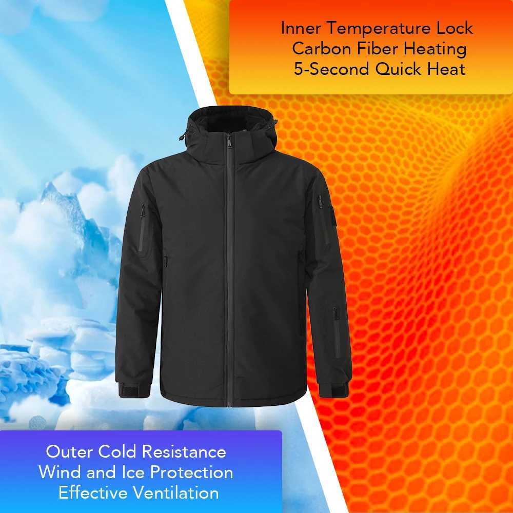 New Intelligent Heating Jacket Men 8 Area USB Electric Heated Hooded Coat Washable Windproof Warm Outdoor Jacket USB Charging H251017