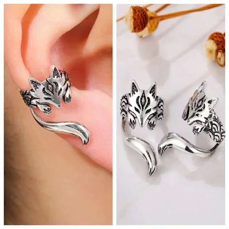 New Cute Fox Ear Clip Female fashion Creative Small Animal Alloy Earrings