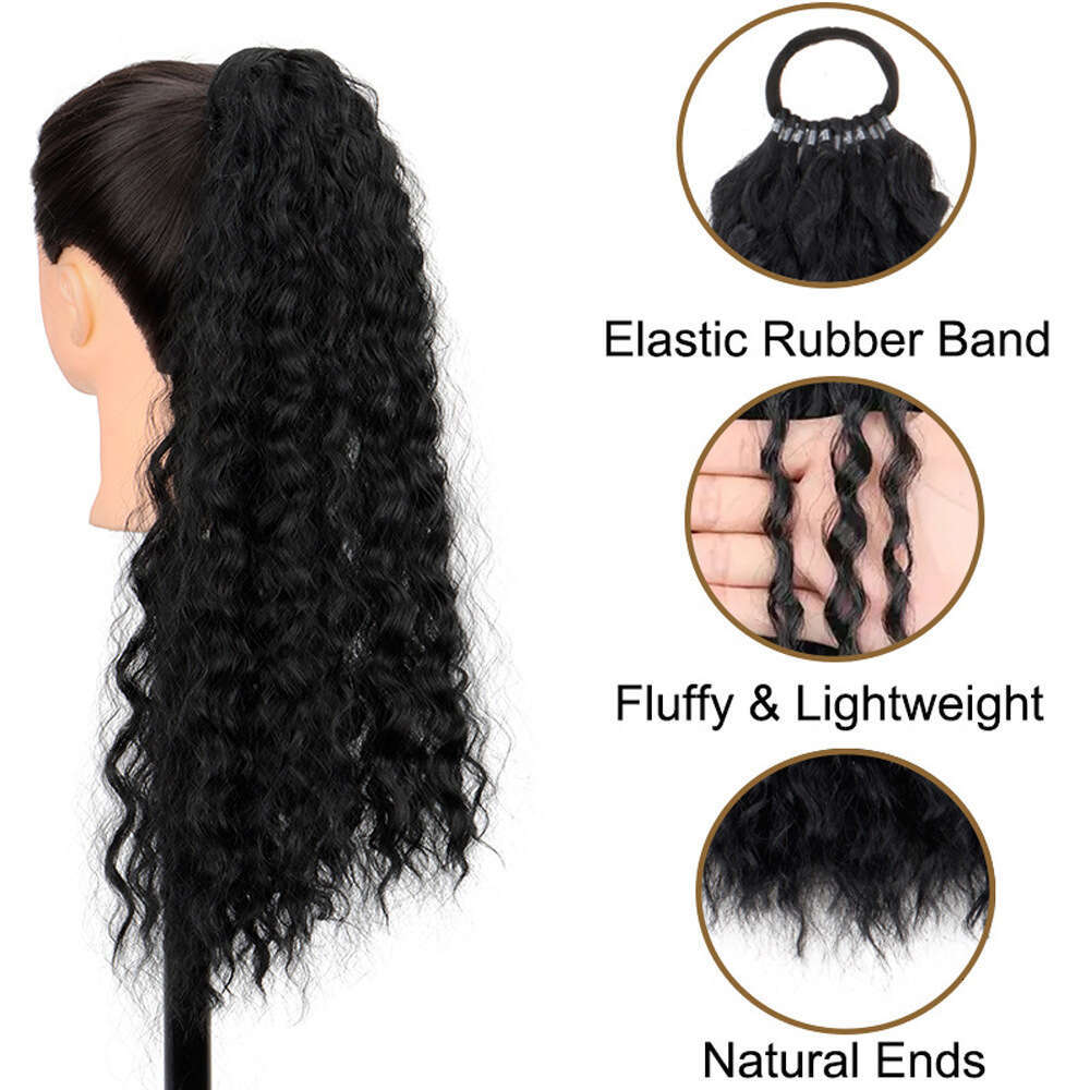 Long for Women Korean Style Synthetic Hair Ponytail Natural Elastic Band Curly Wig Braid
