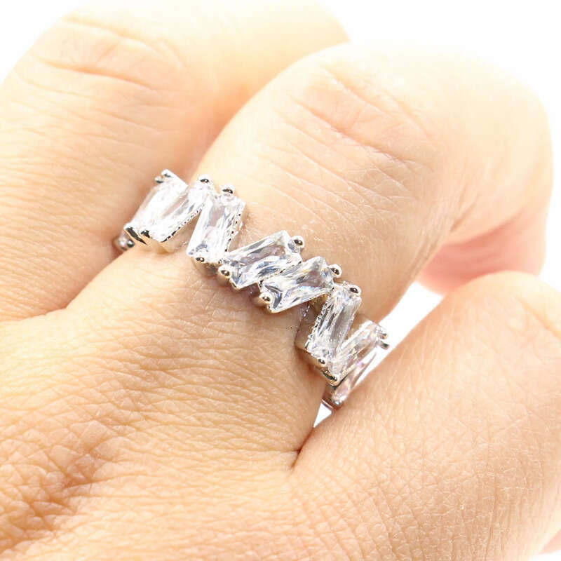 Victoria Wieck Fashion Jewelry Sterling Sier Irregularity Princess Cut White Topaz CZ Dia Party Promise Women Wedding Band Ring