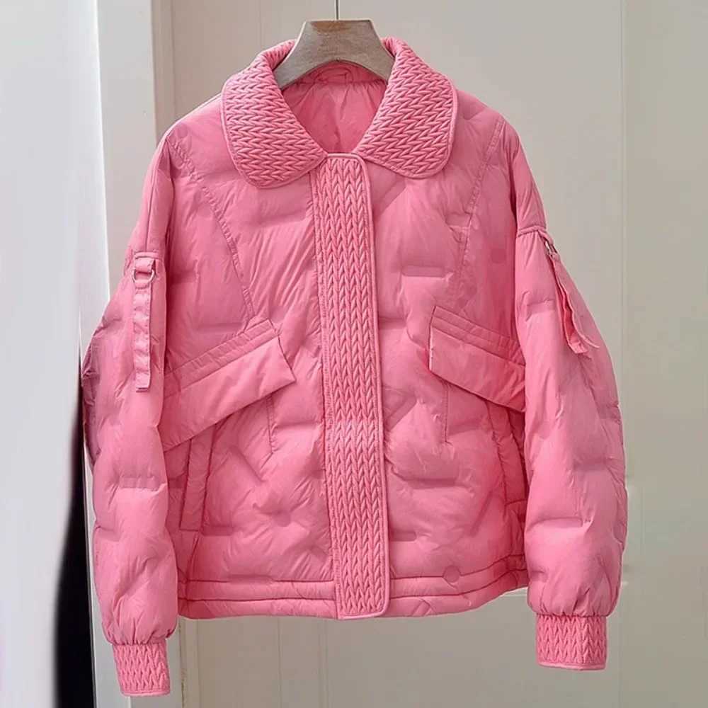 Over Size Puffer Coat Women Loose Outwear Female TurnDown Collar Casual White Duck Down Jacket 2024 New Autumn Winter W251016