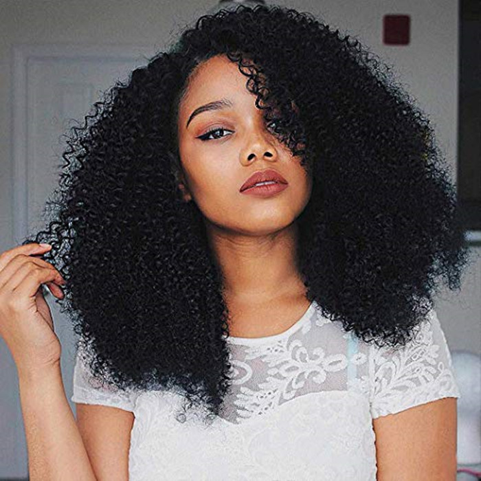 Afro Kinky Curly 4a 4b Full Lace Human Hair Wigs glueless with baby hair pre plucked 150% Density Cuticle Aligned Natural Hair Afro Wigs 16inch