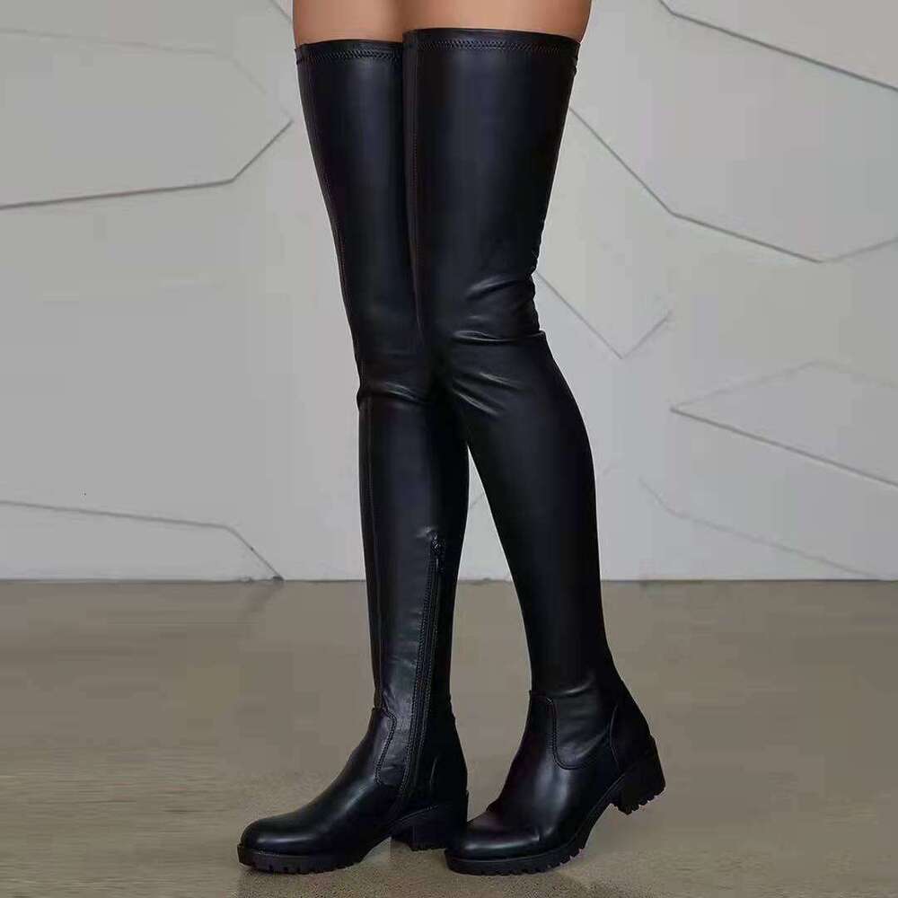 Winter Over Knee High Thigh-High Boots Coarse Heel Elasticity