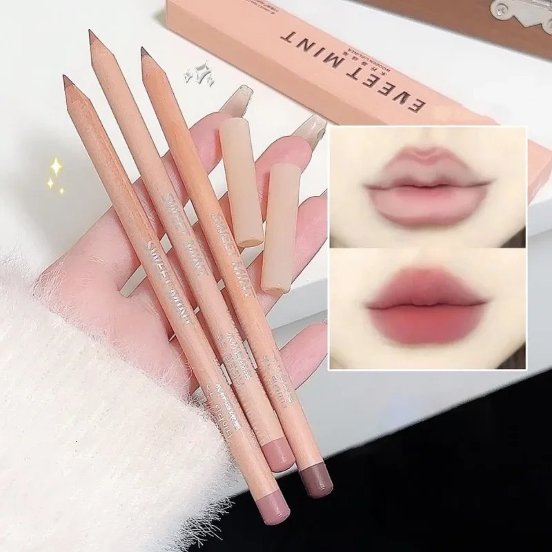Rose Pink Lip Liner Matte Long Lasting Natural Lipliner Pencil Wooden Pole Nude Brown Lip Liner Lipstick Lips Contour Makeup 251014