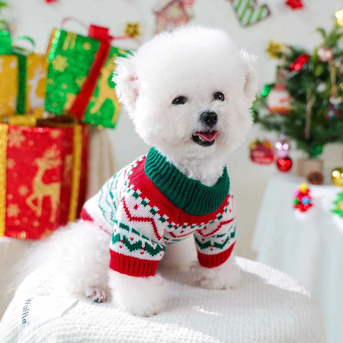 Christmas Fireworks Sweater Pet Dog Cat Clothes Autumn and Winter Warm Knitted Sweater Pullover Elastic Christmas WindW251017