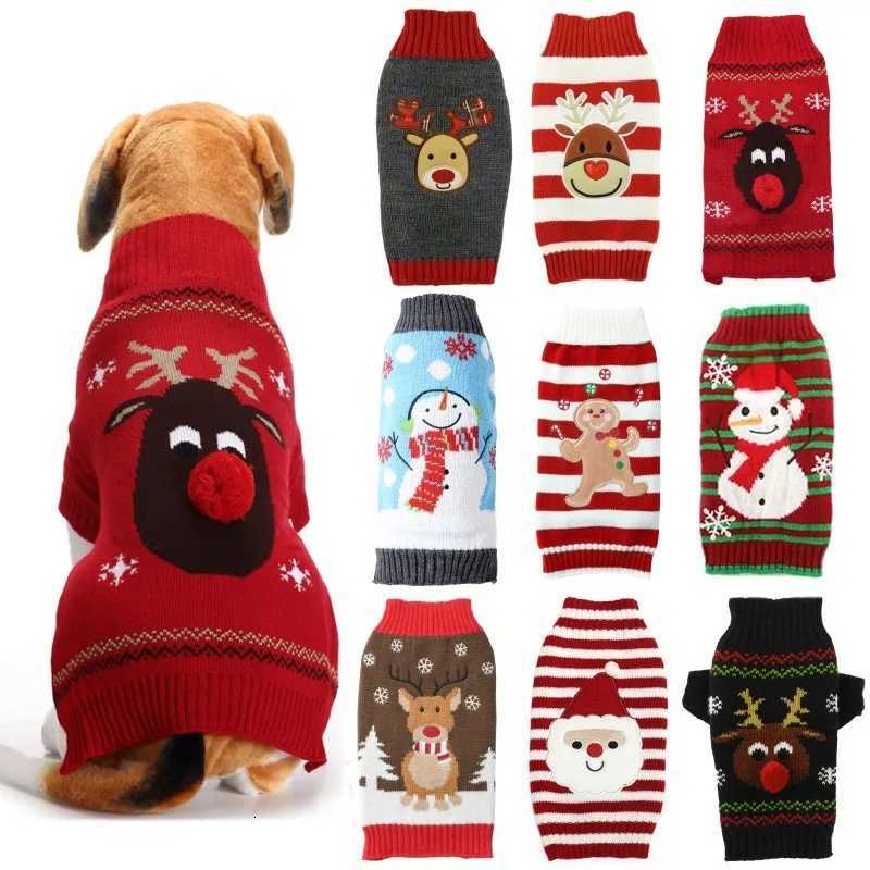 Christmas Warm Clothes for Dogs Small Medium Large Dog Winter Sweater Pet Clothing Knitted Coat Cartoon Striped Big Dog ClothesW251017