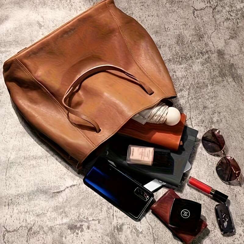 Genuine Leather Bucket Bag Adjustable Shoulder Strap, Spacious Built-In Detachable Mini Pocket, Exquisite Stitching, 3 Colors Available - Multifunctio