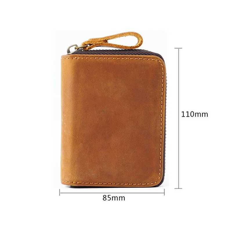 Crazy Horse Pu Leather Card Holder Men Zipper Card Wallet Rfid Card Purse Male Carteras With Cardholders Woman Coin PurseW251017