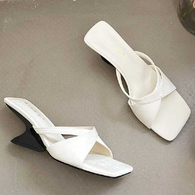 High Quality Square Toe Crosstied Women Sandals Open Toe Wedges Slide Sandals Summer Fashion Comfortable Satin Heels for Women Z251015