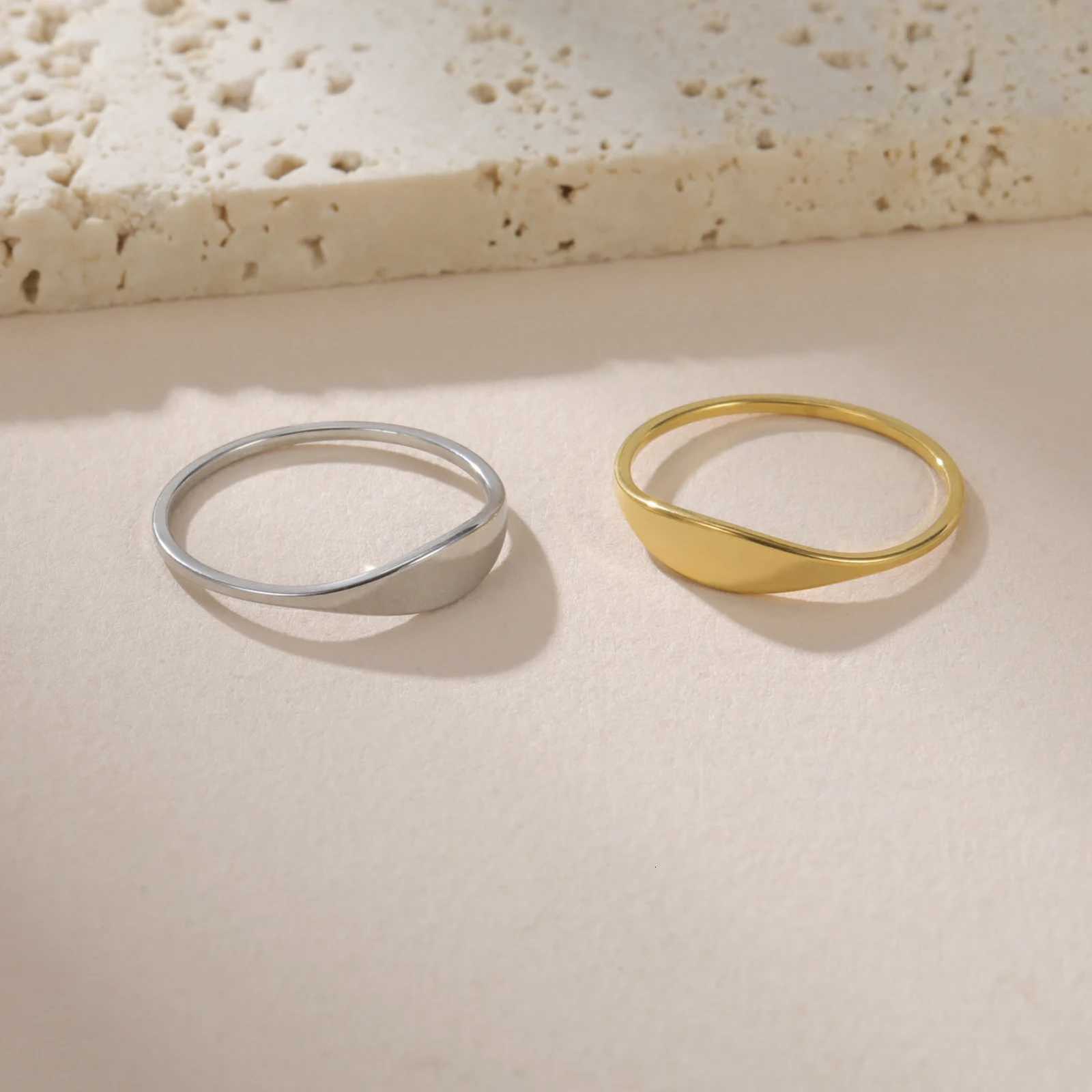 Skyrim Stainless Steel Gold Color Minimalist Rings for Women Fashion Simple Finger Ring Jewelry Gift WholesaleW251017